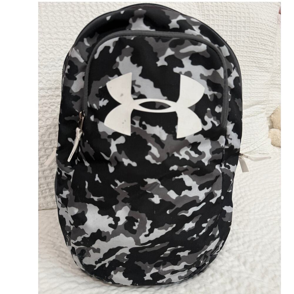 Under Armour Scrimmage 2.0 Camo Backpack UA Storm Laptop Travel Gym Bag 25L Gray